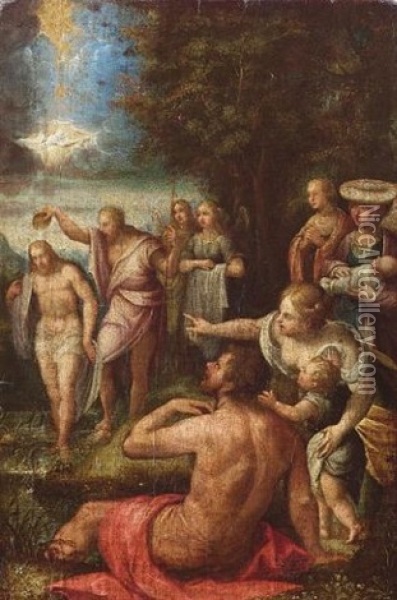 The Baptism Of Christ Oil Painting -  Pozzoserrato