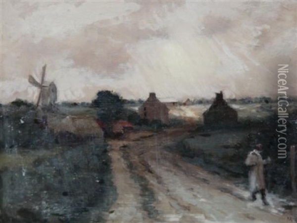 Figure On A Country Lane Oil Painting - Marie Cazin