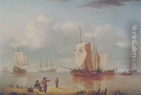 Shipping Off The Coast Oil Painting - William Anderson