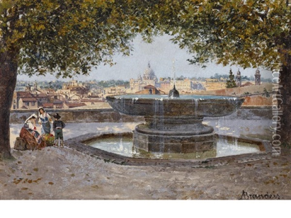 A View Of The Vatican From The Medici Gardens Oil Painting - Antonietta Brandeis