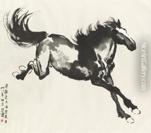 Galloping Horse Oil Painting - Xu Beihong