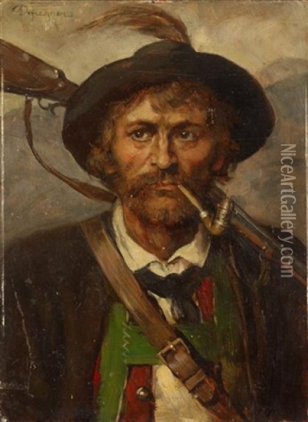 Tyrolean Gentleman And Companion (2 Works) Oil Painting - Franz Von Defregger