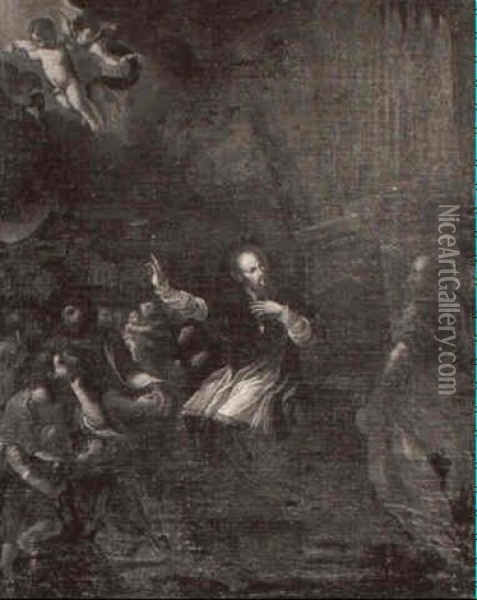 Saint Filippo Neri Prechant Oil Painting - Ciro Ferri