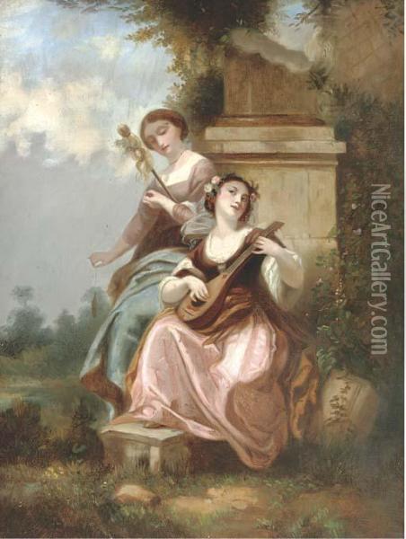 The Shepherd's Daughters Oil Painting - Jean-Honore Fragonard