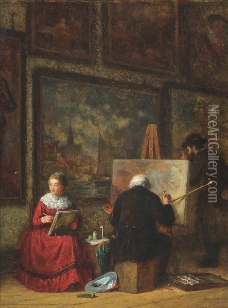 The Art Lovers Oil Painting - Frederick Daniel Hardy