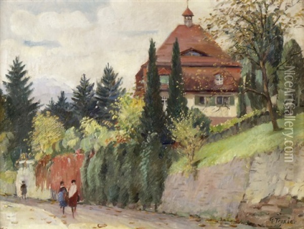 Hauserpartie In Luzern Oil Painting - Georges Troxler