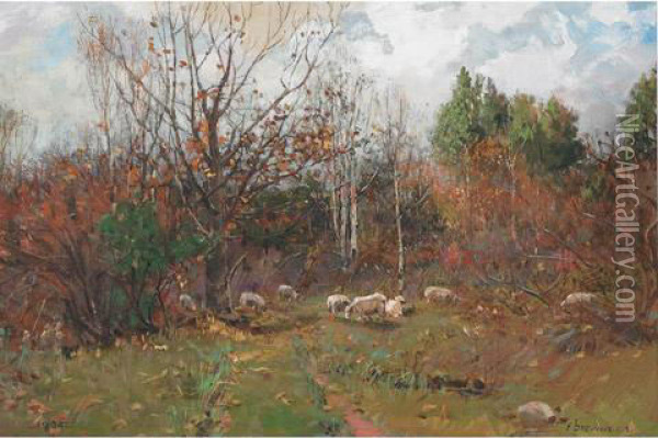 Old Road, Late Autumn Oil Painting - Peleg Franklin Brownell