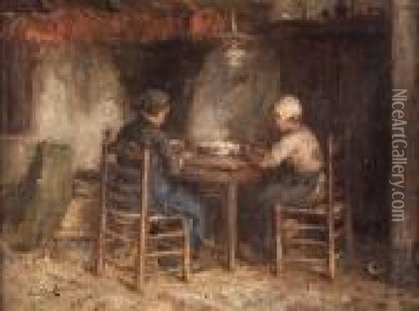 Preparing The Midday Meal Oil Painting - Robert Gemmell Hutchison