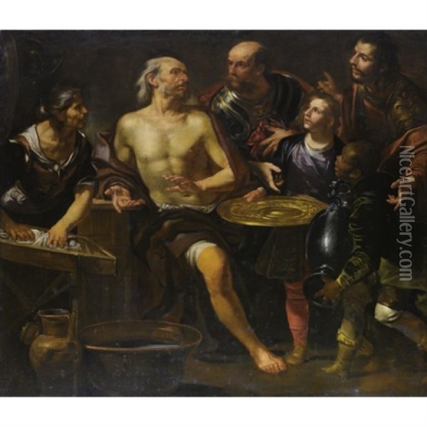 Focione Rifiuta I Doni Di Alessandro Magno Oil Painting - Gioacchino Assereto