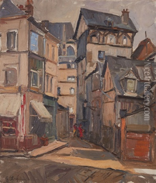 Old Town Oil Painting - Georgi Alexandrovich Lapchine