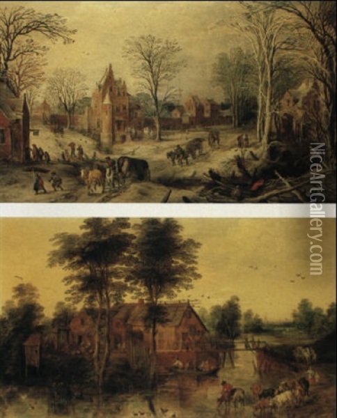 Winter & Summer Oil Painting - Joos de Momper the Younger