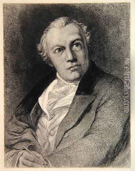 Portrait of William Blake, engraved by William Bell Scott 1811-90 Oil Painting - Thomas Phillips