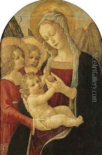 The Madonna and Child with angels Oil Painting - Benedetto Bonfigli