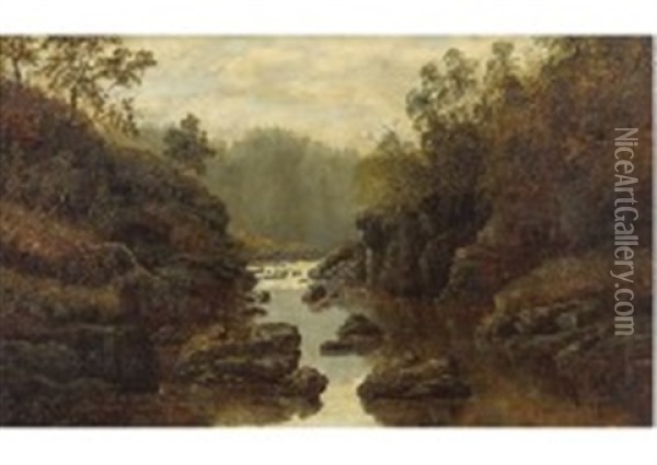 On The Greta, Near Barnard Castle Oil Painting - William Mellor