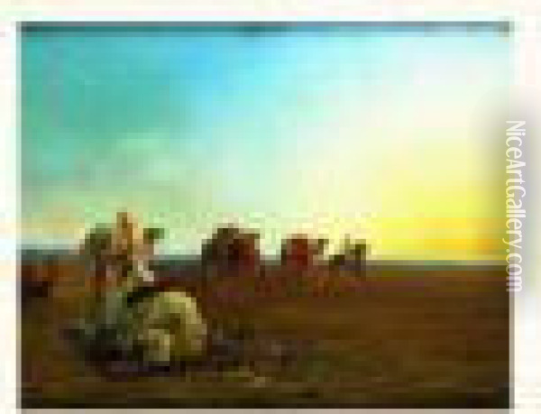 La Priere Dans Le Desert Oil Painting - Otto Pilny