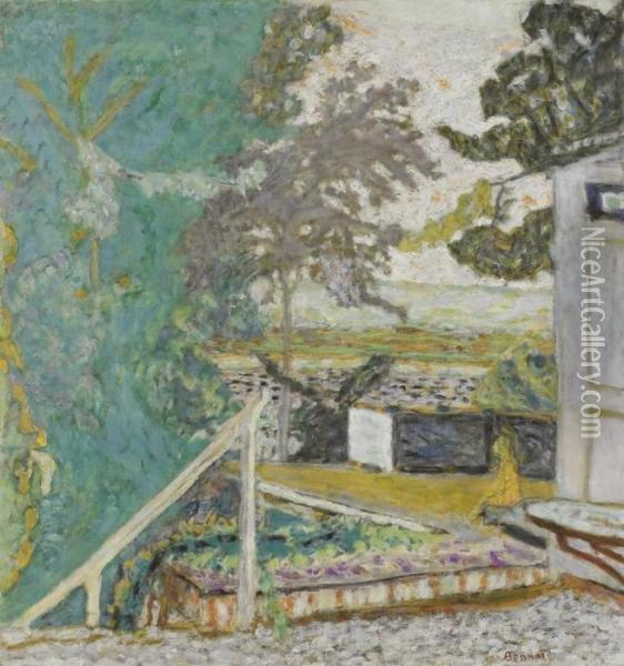 La Terrasse Sur La Seine, Vernon Oil Painting - Pierre Bonnard