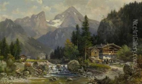 Blick Auf Den Watzmann Oil Painting - Ludwig Sckell