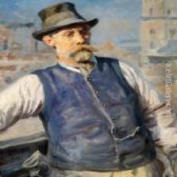 A Portrait Of Heinrich Krone, Chairman Of Bricklayers Oil Painting - Peder Severin Kroyer