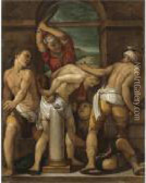 La Flagellazione Di Cristo Oil Painting - Ferrau Fenzoni
