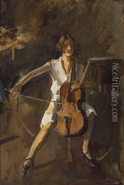 The Cello Player Oil Painting - John Lavery