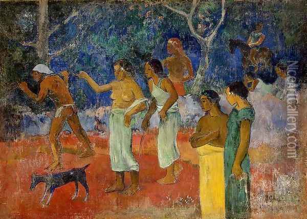 Scenes From Tahitian Live Oil Painting - Paul Gauguin