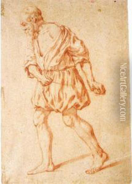A Standing Bearded Man, Pulling A Cord Oil Painting - Jan De Bray