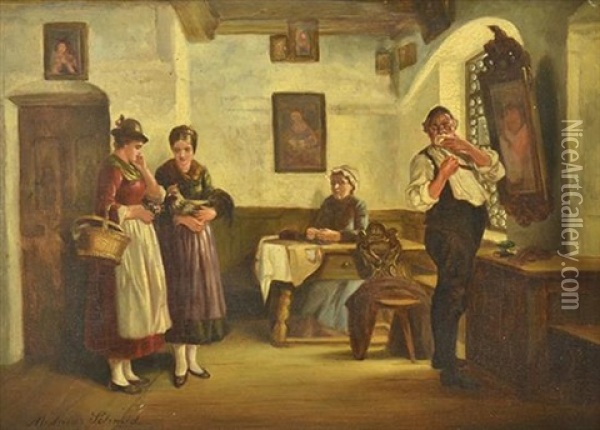 Interior Scene Oil Painting - Mathias Schmid