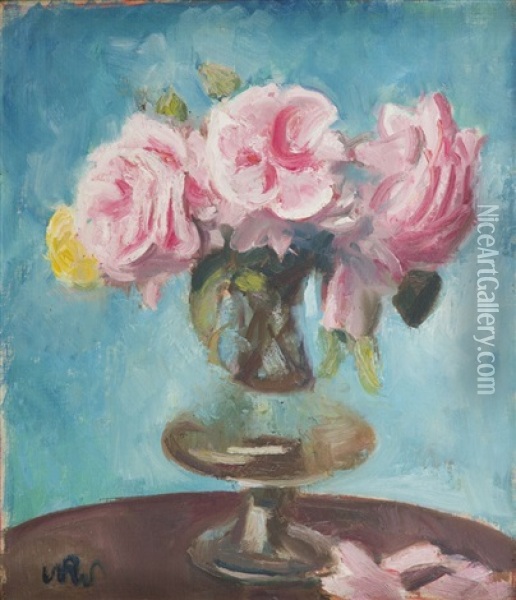 Flowers In Vase Oil Painting - Wojciech Weiss