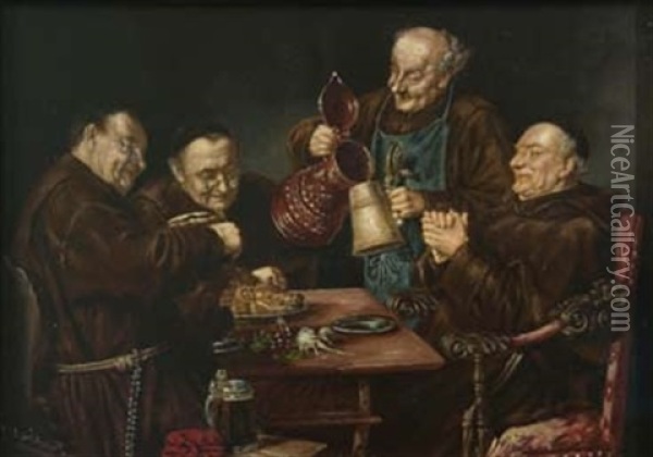 Tavern Scene Oil Painting - Eduard von Gruetzner