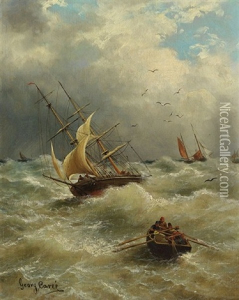 Sturm Im Kanal Oil Painting - Julius Karl Rose