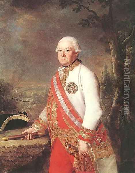 Portrait of General Count Andras Hadik 1783 Oil Painting - Johann Georg Weikert