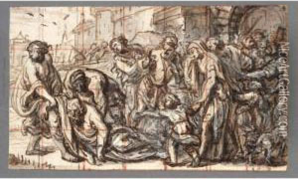 The Death Of Socrates Oil Painting - Abraham Jansz. van Diepenbeeck