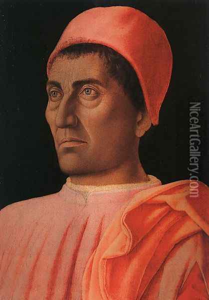Portrait of the Protonary Carlo de' Medici (or Portrait of a Cardinal) Oil Painting - Andrea Mantegna