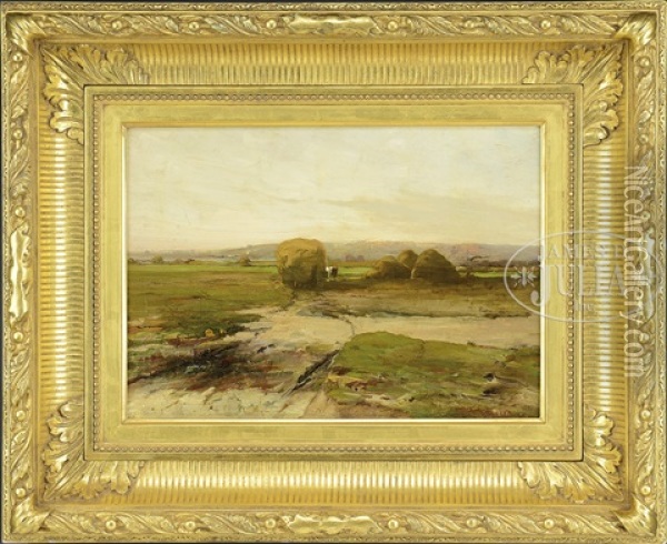 Saugus Marsh Haystacks Oil Painting - Charles Edwin Lewis Green