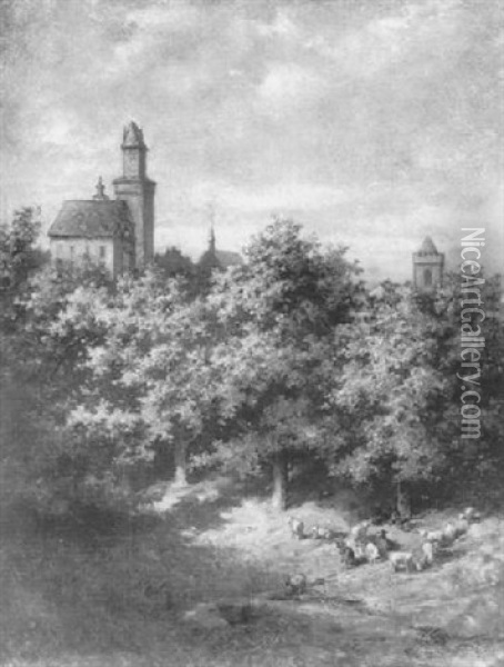 Ansicht Der Burg In Kronberg Oil Painting - Ludwig Correggio