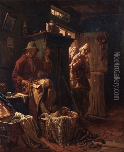 Den Forhanade Ungkarlen (the Ridiculed Bachelor) Oil Painting - Ferdinand Fagerlin
