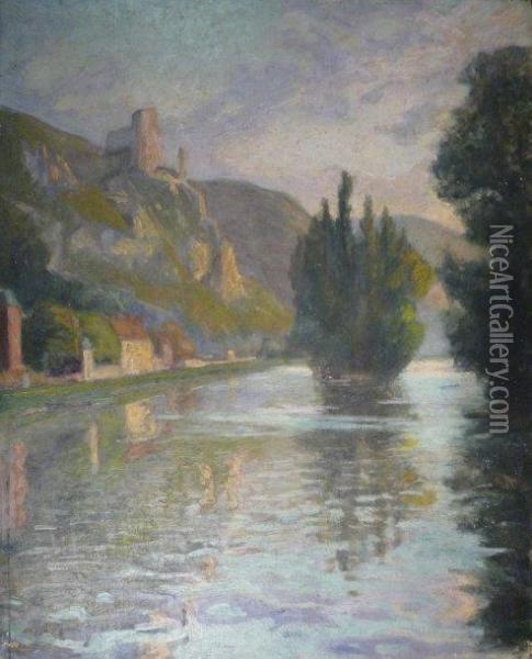 Les Andelys, Vallee De La Seine Oil Painting - Jacques J. Jourdan