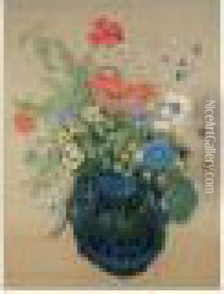 Vase De Fleurs, 1905-1908 Oil Painting - Odilon Redon