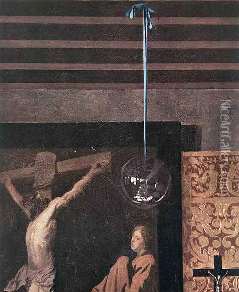 The Allegory of Faith (detail-2) 1671-74 Oil Painting - Jan Vermeer Van Delft