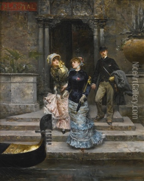 The Departure, Venice Oil Painting - Ludovico Marchetti