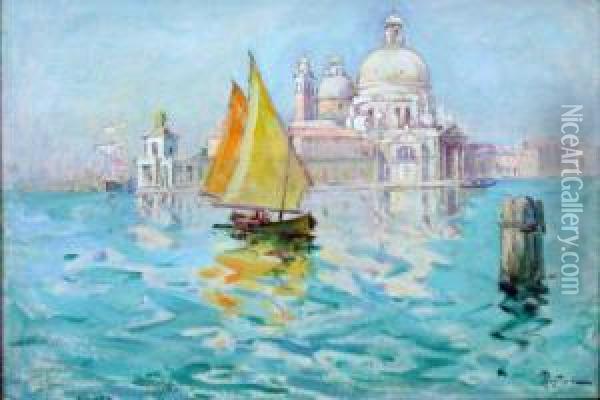 Vue De Venise Oil Painting - Alexandre Rigotard