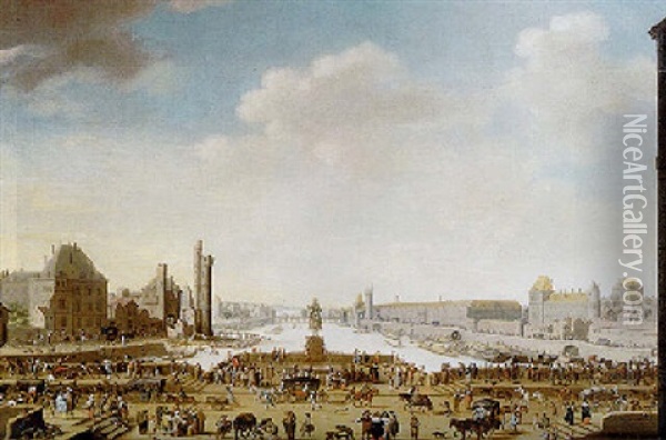 A View Of Paris From The Pointe De La Cite, With The Louvre And The Tour De Nesle Oil Painting - Theodor Dirck Matham