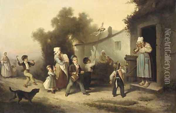 Returning from the fair Oil Painting - Alexander Hohenlohe Burr