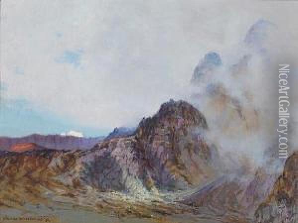 Haleakala, Rim Of The Crater At Sunrise Oil Painting - David Howard Hitchcock