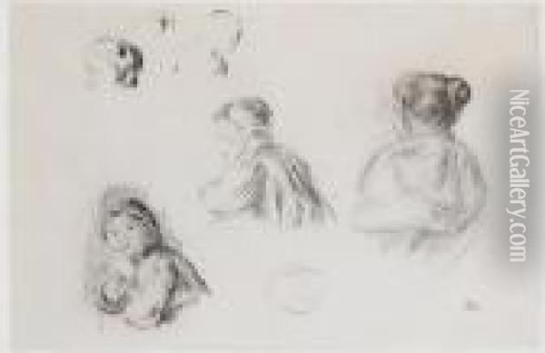 Etudes De Jeunes Filles Oil Painting - Pierre Auguste Renoir