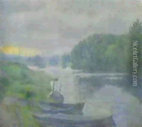 Au Bord De La Riviere Oil Painting - Louis Hayet