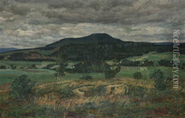 A View Of Mount Ostas Near Teplice Nad Metuji Oil Painting - Antonin Hudecek