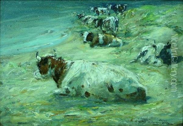 Cattle On A Beach Oil Painting - George Smith