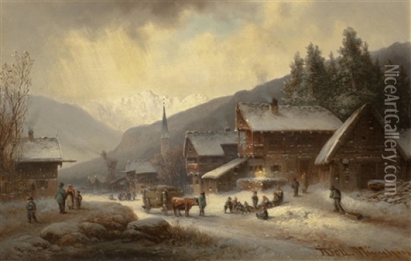 Motiv Aus Berchtesgaden Oil Painting - Anton Doll