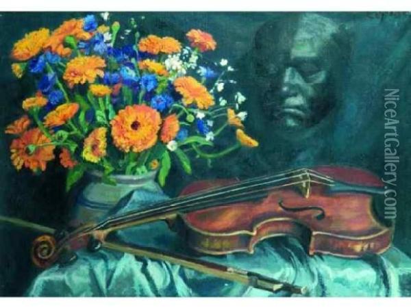 Allegorie A Beethoven Oil Painting - France Leplat